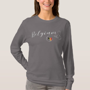 Belgien Herz-Tee-Shirt, belgische Flagge T-Shirt
