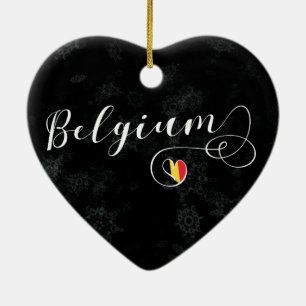 Belgien-Herz, Weihnachtsbaum-Verzierung, Belgier Keramik Ornament