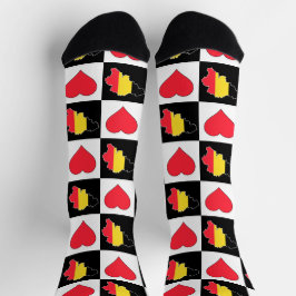 Belgien Herzmuster Belgische Flagge Karte Socken