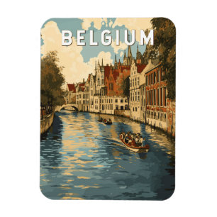 Belgien Illustration Reise Kunst Vintage Magnet