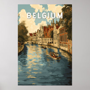 Belgien Illustration Reise Kunst Vintage Poster