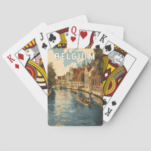 Belgien Illustration Reise Kunst Vintage Spielkarten