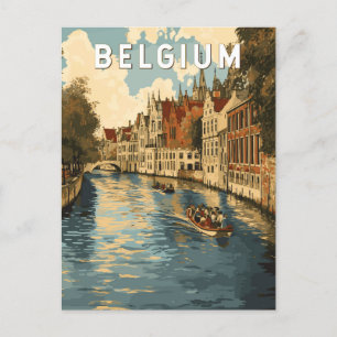 Belgien Illustration Travel Art Vintag Postkarte