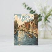Belgien Illustration Travel Art Vintag Postkarte (Stehend Vorderseite)
