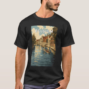 Belgien Illustration Travel Art Vintag T-Shirt