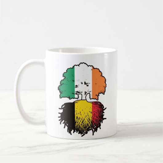 Belgien - Irish Ireland Tree Roots Flag Kaffeetasse (Links)