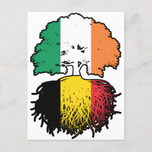 Belgien - Irish Ireland Tree Roots Flag Postkarte