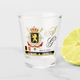 Belgien Jahrestag, Hochzeitglas, belgische Flagge Schnapsglas