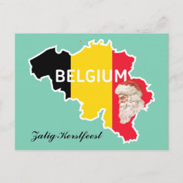 Belgien-Karte, Flagge, Sankt und Zalig Kerstfeest Feiertagspostkarte