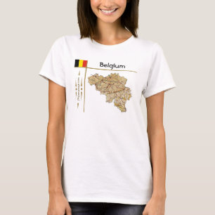 Belgien Karte + Flagge + T - Shirt