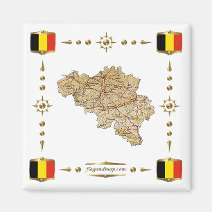 Belgien Karte + Flags Magnet