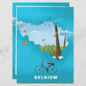 Belgien Karte Reiseplakat drucken. (Vorne/Hinten)