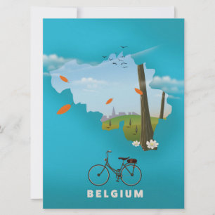 Belgien Karte Reiseplakat drucken.