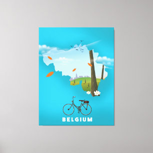 Belgien Karte Reiseplakat drucken. Leinwanddruck