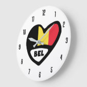 Belgien Ländercode BEL België Flaggenherz Große Wanduhr (Winkel)