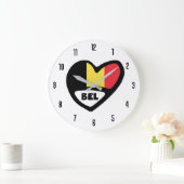 Belgien Ländercode BEL België Flaggenherz Große Wanduhr (Zuhause)
