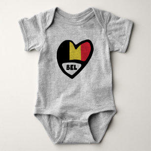 Belgien Ländercode Flag Herz BEL Baby Strampler