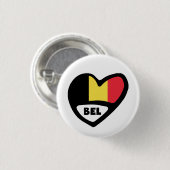 Belgien Ländercode Flagge Herz Pin Abzeichen, BEL Button (Vorne & Hinten)