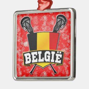 Belgien Logo "Lacrosse Flag" Silbernes Ornament