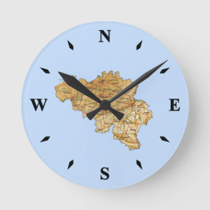 Belgien Map Clock Runde Wanduhr
