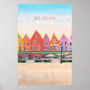 Belgien Minimal Reiseplakat Poster