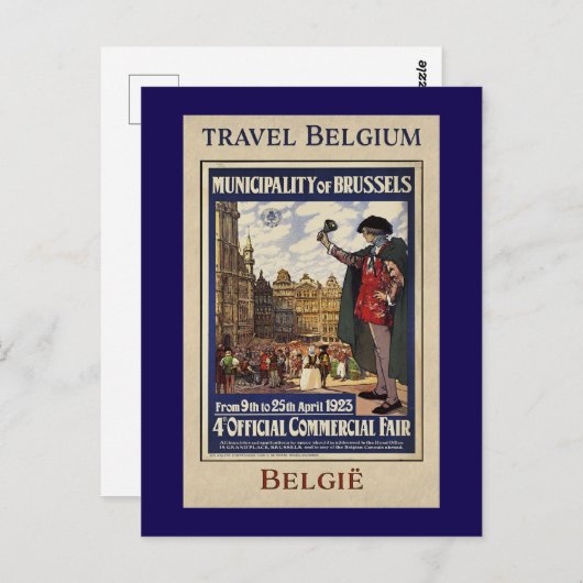 Belgien Reiseplakat (1923) Postkarte (Vorne/Hinten)