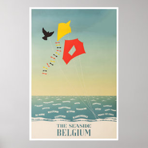 Belgien Reiseplakat Strände Kunst Küstenstädte Poster
