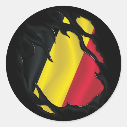 Belgien Rippfahne Runder Aufkleber (Vorderseite)