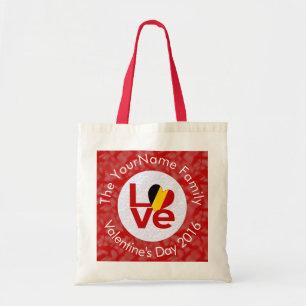 Belgien Rot LOVE Flag Personalisiert  Tragetasche