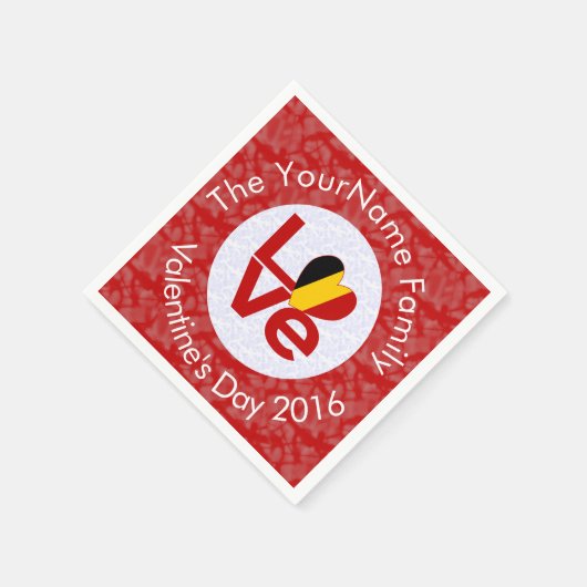 Belgien - Rote LIEBE - Personalisiert Serviette (Ecke)