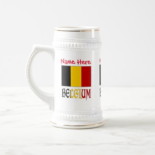 Belgien - Rote Personalisierung der belgischen Fla Bierglas (Links)