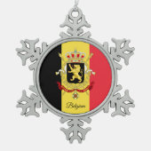 Belgien - Schneeflocke, belgische Flagge Schneeflocken Zinn-Ornament (Vorderseite)
