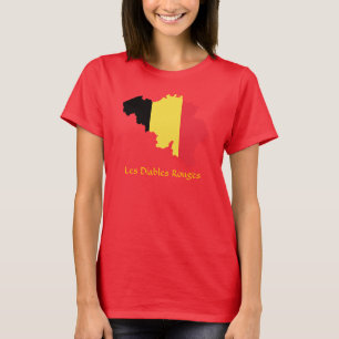 Belgien T - Shirt "Flag Map Les Diables Routers"
