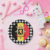 Belgien - Tafel, Büffel kariert & belgische Flagge Pappteller (Party)