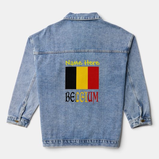Belgien und Belgien: Gelbe Personalisierung der Fl Jeansjacke (Rückseite)
