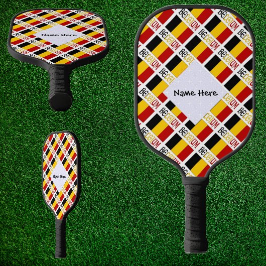 Belgien und belgische Flagge mit Ihrem Namen Pickleball Schläger