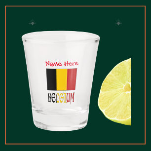 Belgien und Belgische Flagge Rot Personalisierung  Schnapsglas