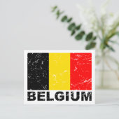 Belgien Vintage Flagge Postkarte (Stehend Vorderseite)