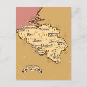 Belgien Vintage Reisekarte Feiertagspostkarte