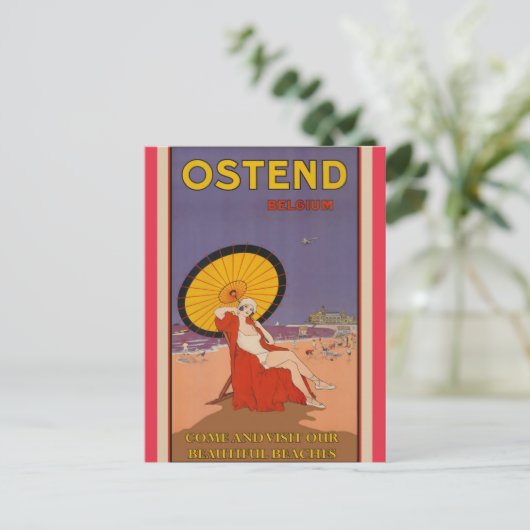 Belgien Vintage Travel Poster Postkarte (Stehend Vorderseite)