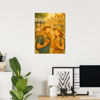 Belgien Waffle Adventure - Gemütliches Reiseplakat Poster