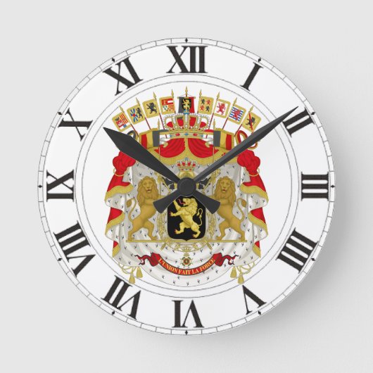 Belgien-Wappen Runde Wanduhr (Vorderseite)
