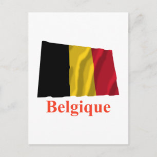 Belgien Waving Flag mit Name auf Französisch Postkarte