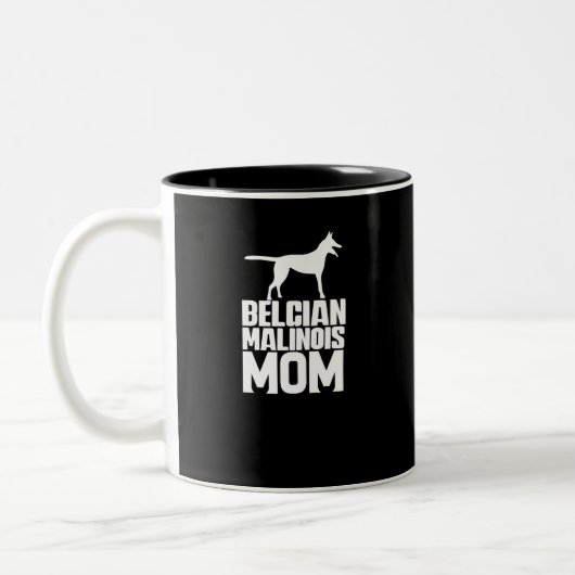 Belgier Malinois Mama-Weiß-Text Zweifarbige Tasse (Links)