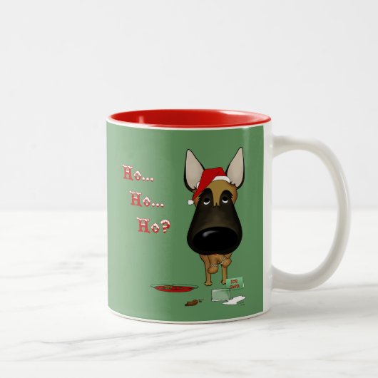 Belgier Malinois Weihnachten - Ho Ho Ho??? Zweifarbige Tasse (Rechts)
