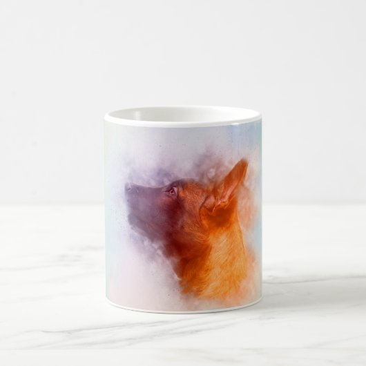Belgier Malinois Welpe, der Mechelaar malt Kaffeetasse (Mittel)