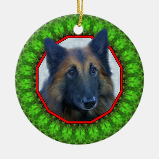 Belgier Tervuren glückliches Howliday Keramikornament (Vorne)