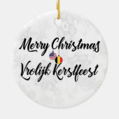 Belgisch-amerikanische Bilingual Holiday Dekoratio Keramikornament (Hinten)