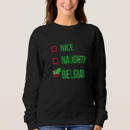 Belgisch Funny Belgium Pajama Weihnachten Sweatshirt (Vorderseite)