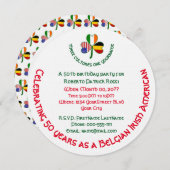 Belgisch Irisches USA Kleeblatt Personalisiert Geb Einladung (Vorne/Hinten)